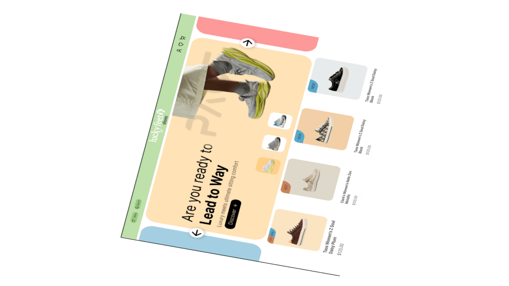 Shoe advertisement with colorful layout