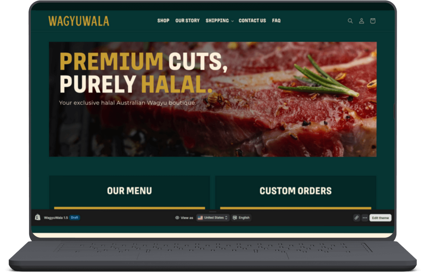 Halal Wagyu meat boutique website