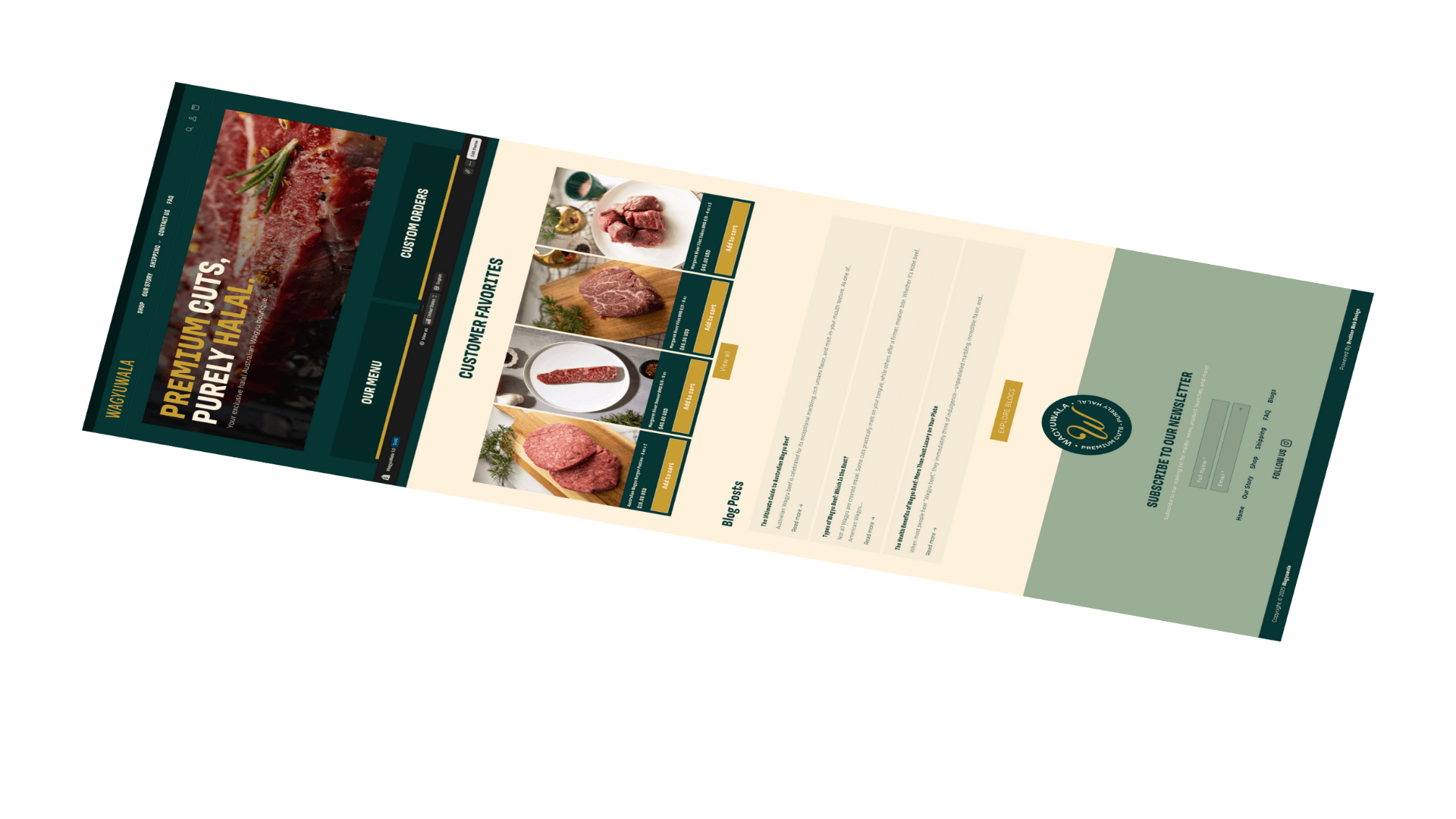 Website showcasing premium meat products